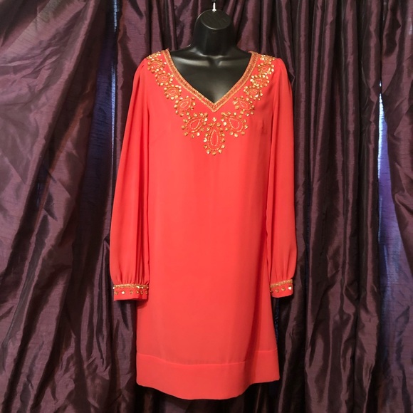 Gianni bini womens coral dress with fossil belt - Picture 3 of 9